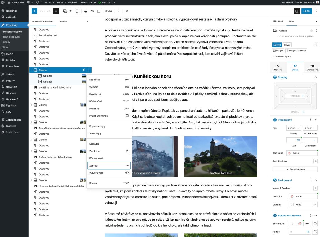 WordPress 6.9 a zobrazen&iacute;/ukryt&iacute; bloků